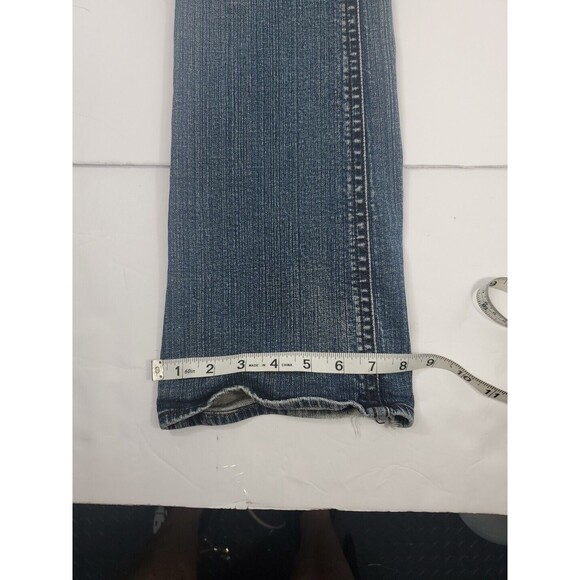 Refuge Jeans Skinny Boot Flare Distressed Blue Low Embroidered 29x30 Size 9R Y2K - Picture 5 of 10